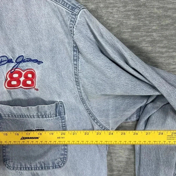 Competitors View Mens L Dale Jarrett #88 NASCAR Vintage Denim Shirt 100% Cotton - Picture 10 of 16